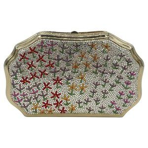 Vintage Judith Leiber Stick Figure Floral Print Minaudiere